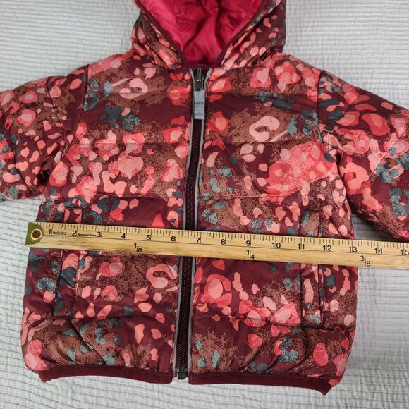 Hanna Andersson Reversible Down Puffer Jacket Quilted Pink Geo Sz 80 *spots - Picture 4 of 16